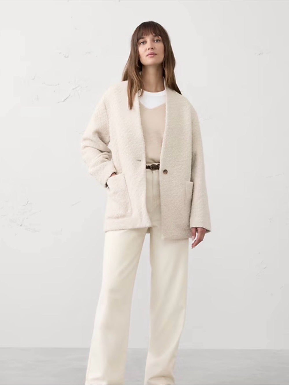 Banana Republic Cream Teddy Bouclé Jacket